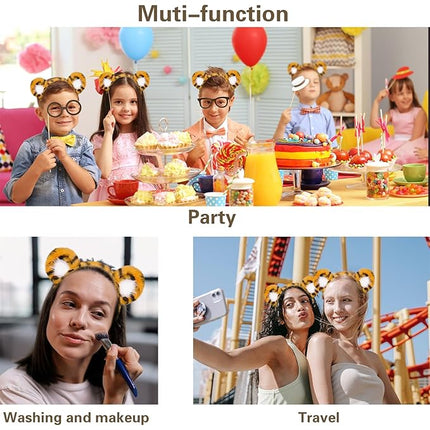 Beviliu Animals Ear Tiger Ears Headband Realistic Fluffy Cat Bunny Dog Monkey Hairband Halloween Christmas Costume for Washing Makeup Cosplay Party