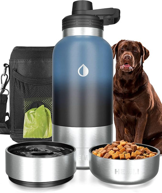 32 oz. Portable Dog Water Bottle and Bowl for Walking, Hiking and Travel