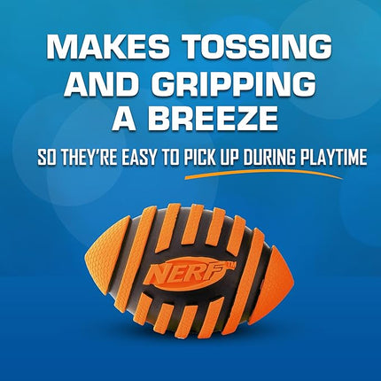 Nerf Dog Spiral Squeak Football Outdoor Dog Toy, 5 Inch Dog Football Squeaking Toy for Medium and Large Breeds, Orange