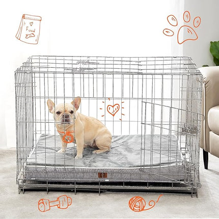 EHEYCIGA Waterproof Dog Bed Orthopedic 35"x23", Memory Foam Pet Bed for Larged Size Dogs, Washable Pet Mat with Removable Cover, Grey