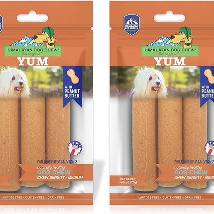 yaky Yum Himalaya Cheese Treats | Lactose Free | Gluten Free | Grain Free | USA Made | for All Breeds | Peanut Butter Cheese Chew (Pack of 2)