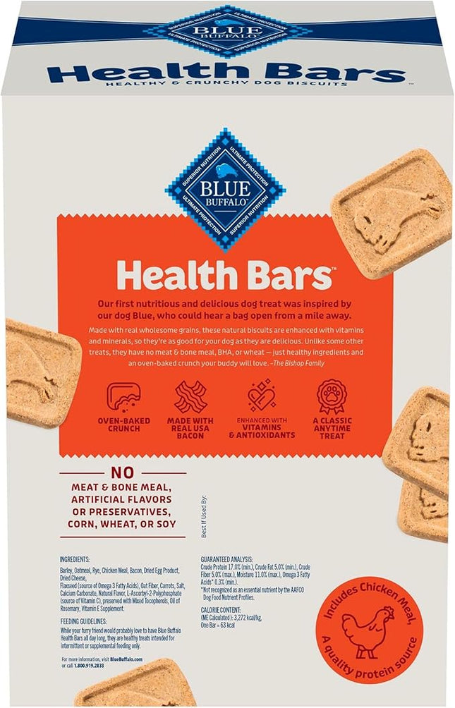 Blue Buffalo Health Bars Crunchy Dog Biscuits, Oven-Baked with Natural Ingredients, Bacon, Egg & Cheese, 3.5-lbs Box