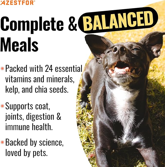 Azestfor Homemade Dog Food Vitamins Pre-Mix Powder – 24 Essential Nutrients – Supplement for Raw, Barf & Grain Free – for All Breeds & Ages – 16oz Veggie Flavored