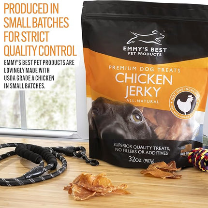 EBPP Chicken Jerky Dog Treats Made in USA - 100% Natural Jerky Treats Made with Real Chicken for Medium Dogs, Large and Small Dogs - 32oz Bag