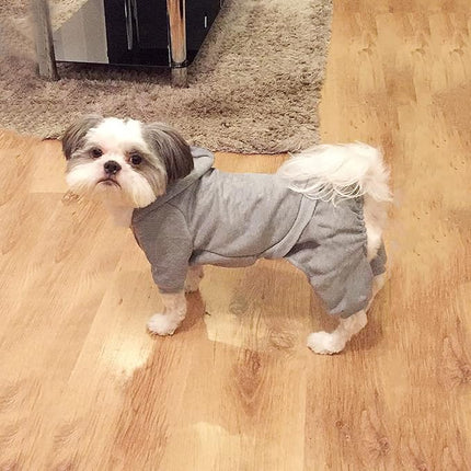 LifeWheel Dog Hoodie, Pet Jumpsuit Fleece Sweatshirt with Buttons, Clothes, Cold Weather Coats, Pajamas, Winter Warm Cotton Puppy Hoodie 4 Legs Clothes for Small Medium Large Dogs Cats Boy Girl Grey