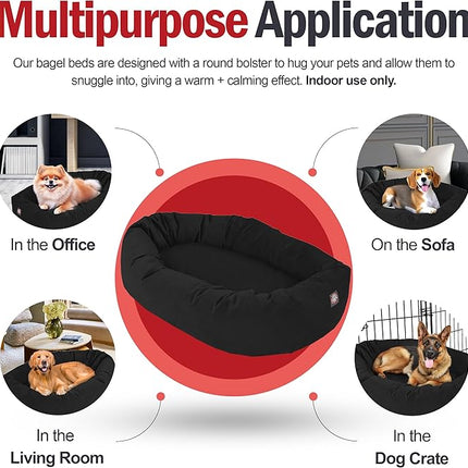 Majestic Pet 24 Inch Suede Calming Dog Bed Washable 24x19x7 (Inch) – Cozy Soft Round Donut Dog Bed with Spine Support for Dogs to Rest Their Head - Pet Bed Small – Black (2025)