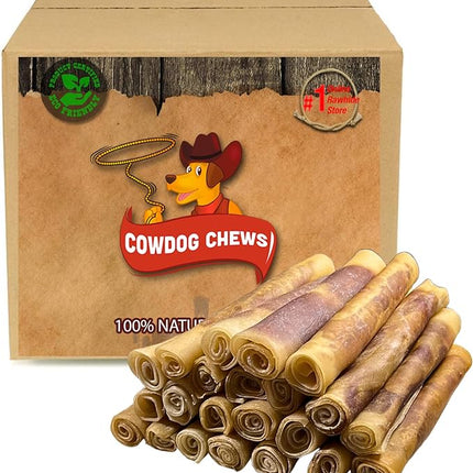 Cowdog Chews Rawhide Gourmet Meaty Rolls 9-10" (20 Pack) – Premium Dog Treats with Savory Beef Filling, Long-Lasting Chew for Aggressive Chewers, High-Protein, Natural Ingredients