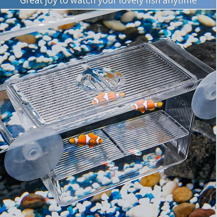 Pawfly Aquarium Fish Breeding Box Acrylic Hatchery Incubator Tank with Suction Cups Small Isolation Box for Baby Small Fish Shrimp and Betta