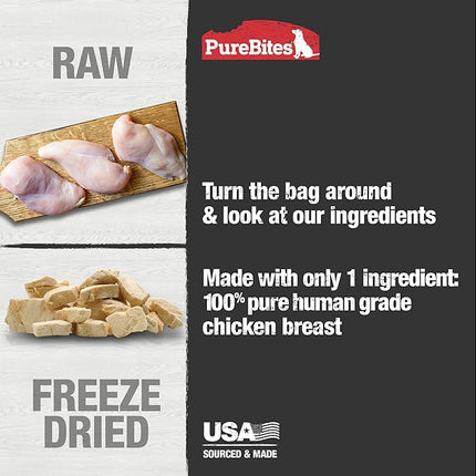 PureBites Chicken Freeze Dried Dog Treats, 1 Ingredient, Made in USA, 18.5oz (Packaging May Vary)