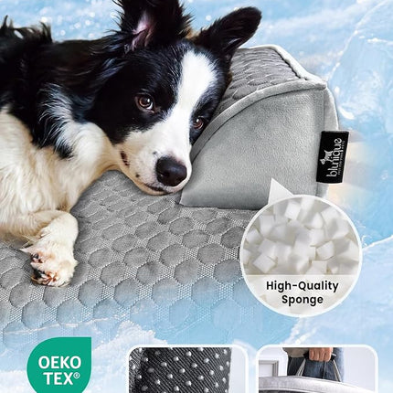 XL Cooling Dog Bed – 45 x 37 inch Waterproof Couch Cover for Dogs Washable, Non-Slip Bottom Self Cooling Mat for Dogs, Durable & Non-Gel, Dog Couch Bed for Sofa Floor Car, Cooling Grey