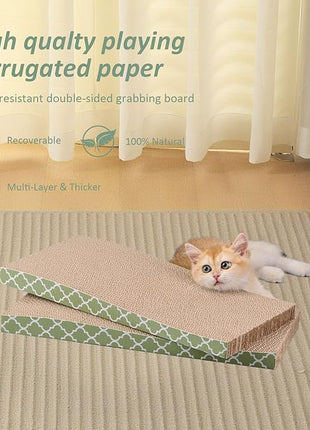 Cat Scratcher Cardboard Scratching Pads Scratch with Catnip 2PCS Reversible Corrugated Cardboard