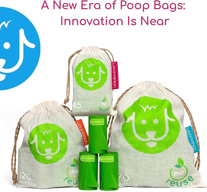 Woofpanion Home Compostable Dog Poop Bags Rolls | Leakproof & Extra-Durable | Plant-Based Certified Home Compostable Poop Bags for Dogs | Dissolves Completely & No Microplastics | 18 Pack | 270 bags