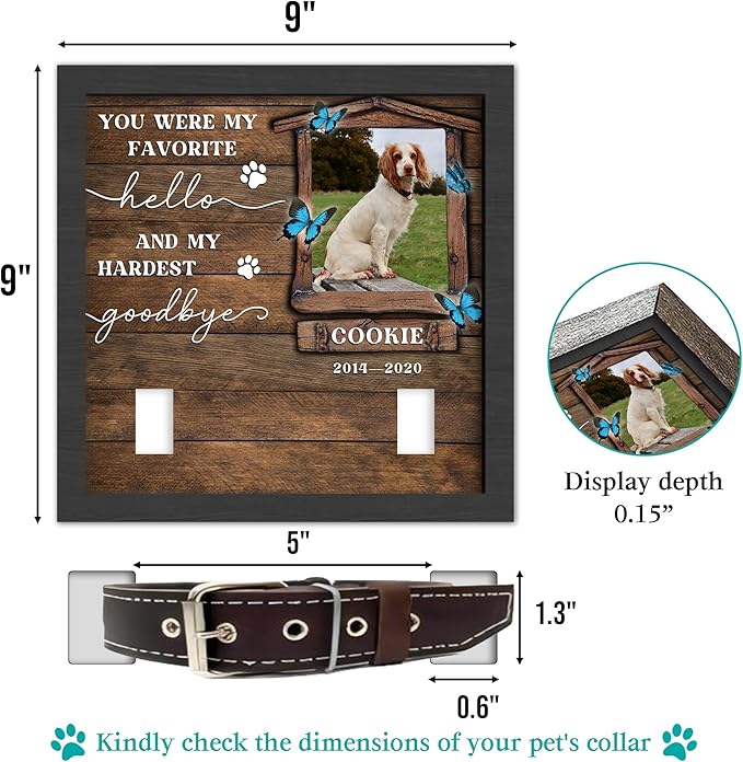 Customized Pet Memorial Gifts for Dogs, Dog Memorial Gifts for Loss of Dog, Dog Memorial Collar Plaque, Cat Loss Sympathy Gifts, Dog Memorial Gifts, Pet Gift Picture Frame Sign