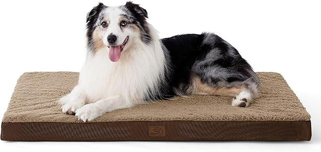 Bedsure XL Dog Bed for Crate - Large Orthopedic Flat Pet Beds with Removable Washable Cover, Egg Crate Foam Crate Mat, Suitable for Pet Up to 90 lbs