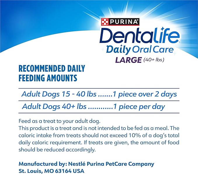 DentaLife Daily Oral Care Dog Treats for Large Dogs, Chewy Dental Treat to Freshen Breath and Fight Tartar, Chicken Flavor - 30 ct. Pouch