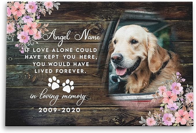 Dem Canvas Personalized Photo Canvas Prints, Dog Loss Gifts, Forever In My Heart, Pet Memorial Gifts, Dog Death Sympathy Gifts, Dog Passing Away Loss Gift Dog Grieving Gifts (36x24)