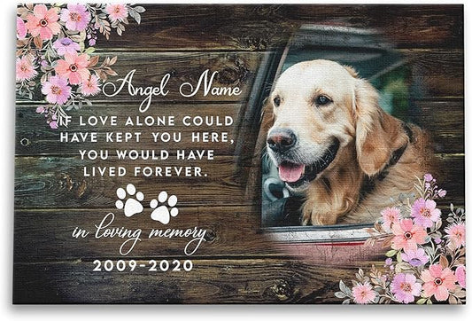 Dem Canvas Personalized Photo Canvas Prints, Dog Loss Gifts, Forever In My Heart, Pet Memorial Gifts, Dog Death Sympathy Gifts, Dog Passing Away Loss Gift Dog Grieving Gifts (36x24)