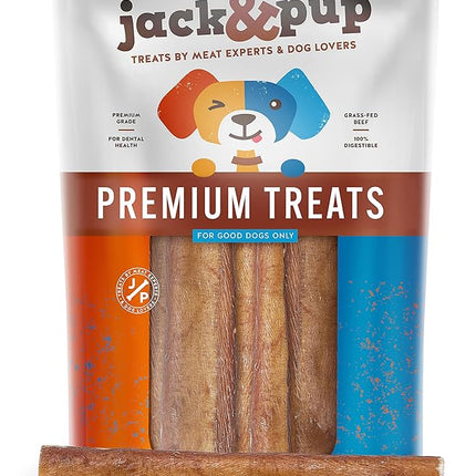 Jack&Pup 6-inch Jumbo Bully Sticks (6 Pack) Single Ingredient, Extra Thick Pizzle Sticks for Dogs | Longest Lasting Bully Sticks for Medium to Large Dogs