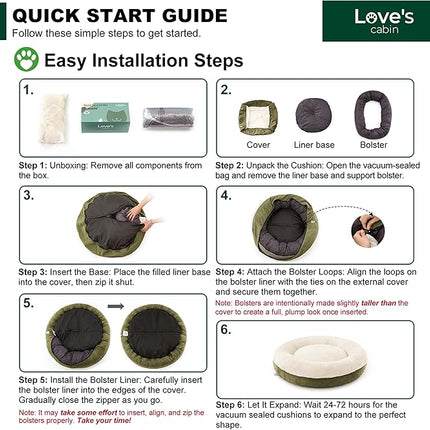 Love's cabin Round Donut Cat and Dog Cushion Bed, 30in Pet Bed for Medium or Large Dogs, Anti-Slip & Water-Resistant Bottom, Soft Durable Fabric Pet beds, Washable Calming Cat & Dog Bed Olive Green