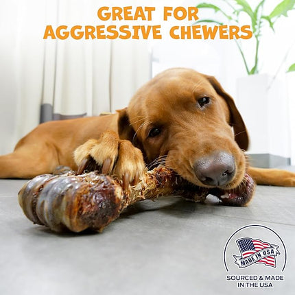 Beef Shin Bones for Dogs - Liver Coated Long Lasting Dog Chews for Aggressive Chewers - Rawhide-Free Big Bones for Large Dogs - Healthy Large Dog Bone (1 Pack)