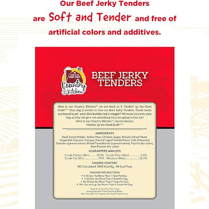 Country Kitchen Beef Jerky Tender Dog Treats, Made with Real Beef, High Protein, Low Fat, No Artificial Colors, 16 oz