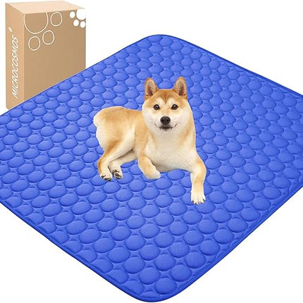 MICROCOSMOS Summer Cooling Mat & Sleeping Pad- Water Absorption Top, Materials Safe, Easy Carry, EZ Clean. Keep Cooling for Pets, Kids and Adults.(Dark Blue, 48" x48")