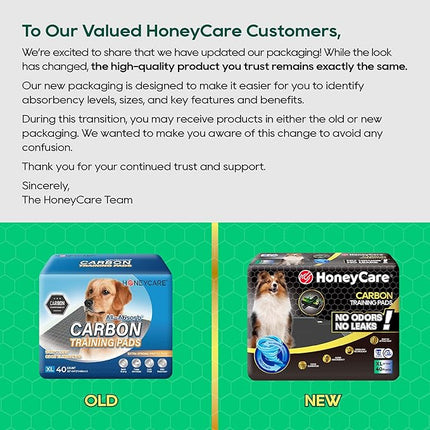 HONEY CARE All-Absorb Puppy Training Pads Dog Potty Pads Absorb Eliminating Urine Odor, Jumbo-Size Charcoal Puppy Pee Pad (Carbon, XL 28x34 inch, 40ct)