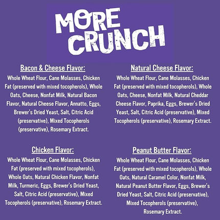 Blue Dog Bakery More Crunch Large Assorted Flavors, Dog Biscuits, Healthy Treats, All Natural, Bacon, Chicken, Cheese, Peanut, 43.2 oz (Pack of 1)