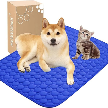 MICROCOSMOS Summer Cooling Mat & Sleeping Pad- Water Absorption Top, Materials Safe, Easy Carry, EZ Clean. Keep Cooling for Pets, Kids and Adults.(Dark Blue, 28" x 22")