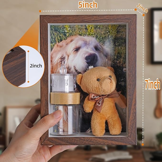 Dog Memorial Gifts for Loss of Pet, Wooden Picture Frame for 7x5 Photo, Sympathy Gifts for Loss of Dog, Glass Dog Memorial Frame Pet Loss Gifts for Sympathy, Pet Bereavement Remembrance Picture Box