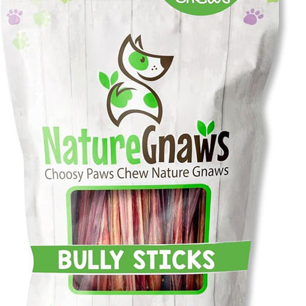 Nature Gnaws Super Skinny Bully Sticks for Small Dogs 5-6" (40 Count) - Long Lasting for Light Chewers and Puppies - Extra Thin Natural Beef Dog Chew Treats