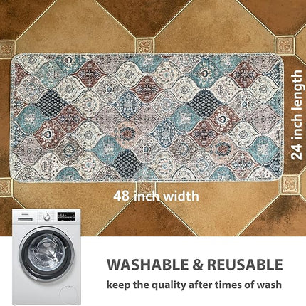 nunubaby Washable Pee Pads for Dogs, Stylish, Non-Slip and Leak-Proof Pee Pads. Reusable Potty Pads for Dogs for Crates and Floors.(Dark Red/Multi, 24" x48" )