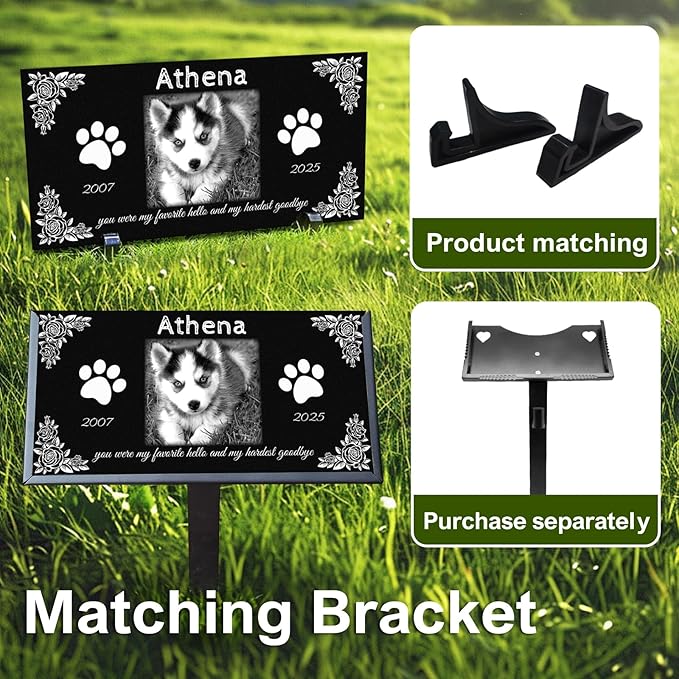 Pet Memorial Stones for Dogs & Cats, Personalized Dog Memorial Plaques for Pet Grave Stones for Outdoor - Cats Headstones, Tombstones for Grave Markers with Photo (Middle)