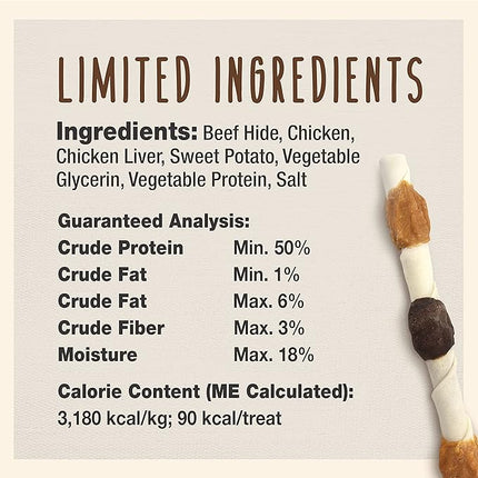 Cadet Gourmet Shish Kabob Dog Treats for Large Dogs, Healthy & Natural Chicken & Sweet Potato Chew Sticks, Beef Hide, Extra Large 10 Inch, 4 Count (Pack of 1)