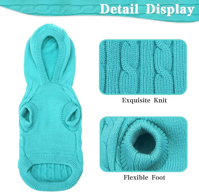 PUPTECK Winter Dog Cat Sweater Coat - Soft Cold Weather Clothes Knitwear for Kitties & Small Dogs Indoor Outdoor Walking Warm, Knitted Classic for Doggies Kitties Girls Boys, Blue L