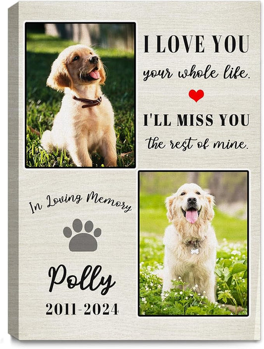 Personalized Pet Memorial Gifts for Dogs Customized Gifts for Dogs Cats Custom Loss of Pet Sympathy Gift Canvas Dog Loss Gift Canvas with Picture Name