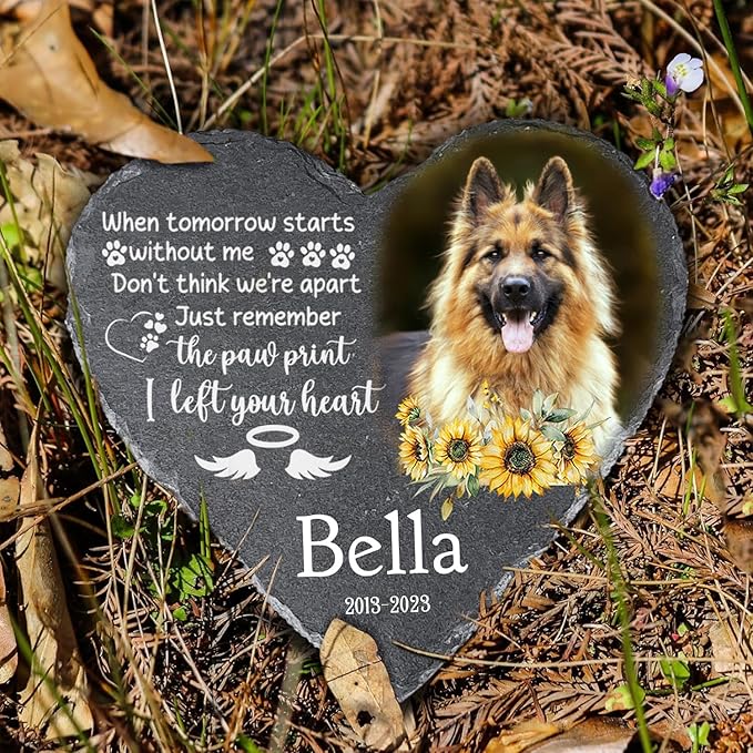 Gabita Custom photo Dog Memorial Stone, Pet Memorial Gifts for loss of Dogs, Personalized Pet Grave Markers Headstone Cemetery Decorations for Dog