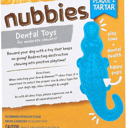 Arm & Hammer for Pets Nubbies Dental Toys Gator Dental Chew Toy for Dogs Best Dog Chew Toy for Moderate Chewers Reduces Plaque & Tartar Buildup Without Brushing, Gator (Pack of 24)