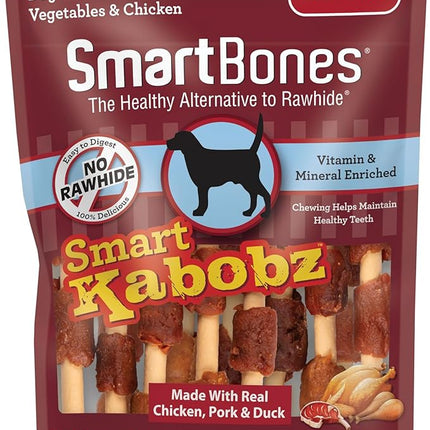 SmartBones Smart Kabobz, Treat Your Dog to a Rawhide-Free Chew Made With Real Chicken, Beef and Pork, 12 Count (Pack of 1)