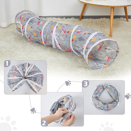 Glittme Cat Tunnel, Cat Tunnels for Indoor Cats, S-Shape Peekaboo Cat Cave with Cat Toys, Foldable Cat Tubes and Tunnels for Cats, Rabbit, Puppy, Guinea Pig