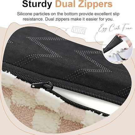 Large Dog Bed Orthopedic Washable: Beds Bolster XL Bed Big XLarge Dogs Egg Crate Foam Couch Sofa Waterproof with Removable Cover - Pink Grid