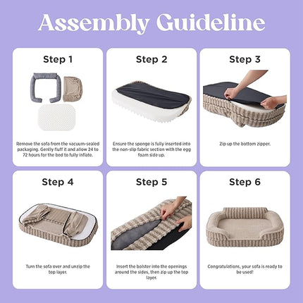 LE SURE Cute Dog Bed Medium Size Dog, Orthopedic Waterproof Medium Pet Beds with Sides, High Back Non-Slip Bottom and Egg-Crate Foam Pet Couch Sofa with Washable Removable Cover, Grey