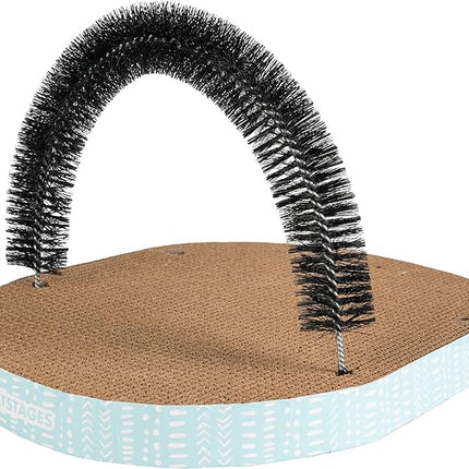 Catstages Scratch & Groom Cat Scratcher with Removable Curved Brush for Self-Grooming Station, Orange