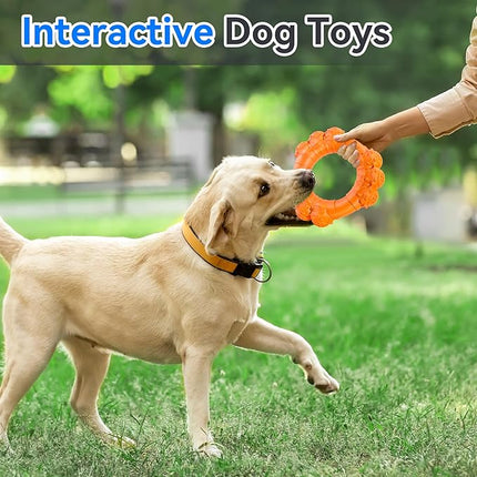 Indestructible Dog Chew Ring Toys for Aggressive Chewers, Super Chewer Toy for Medium Large Dogs, Puppy Teething Rings, Interactive Ring for Boredom,Heavy Duty Dog Teething Toys