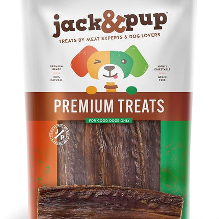 Jack&Pup Gullet Beef Jerky for Dogs (25 Pack) 6" Esophagus Dog Treats, Beef Gullet Sticks for Dogs, Long Lasting Dog Chew