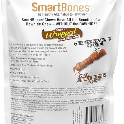 SmartBones Chicken-Wrapped Sticks, Treat Your Dog to a Rawhide-Free Chew Made With Real Chicken and Peanut Butter 8 Count (Pack of 1)