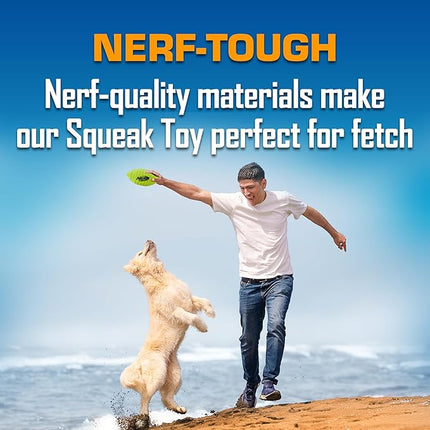 Nerf Dog Blitz Squeak Football Outdoor Dog Toy, 7 Inch Dog Football Squeaking Toy for Medium and Large Breeds, Green