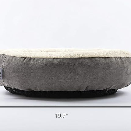 Love's cabin Round Donut Cat and Dog Cushion Bed, 20in Bed for Cats or Small Dogs, Anti-Slip & Water-Resistant Bottom, Super Soft Durable Fabric Pet Beds, Washable Luxury Cat & Dog Bed Gray