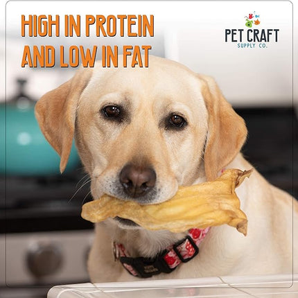 Pet Craft Supply Grass Fed Water Buffalo Ear 16 Count (Pack of 1) Pig Ears for Dogs Alternative Free Range Long Lasting Dog Chew and Treat for Aggressive Chewers and Puppies