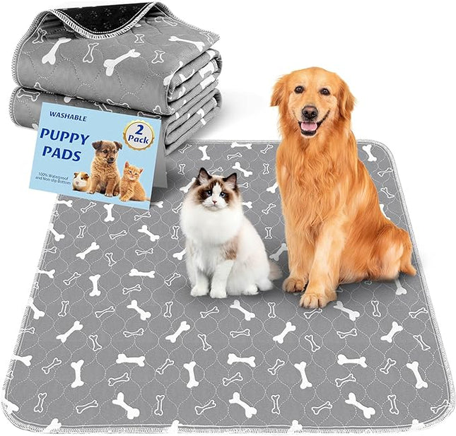 Washable Pee Pads for Dogs, 2 Pack Large 36"x41" Fast Absorbent Reusable Puppy Pads , 100% Waterproof Non Slip and Leak-Proof Whelping Pads Potty Training Pads for Crate, Playpen, Bed, Sofa